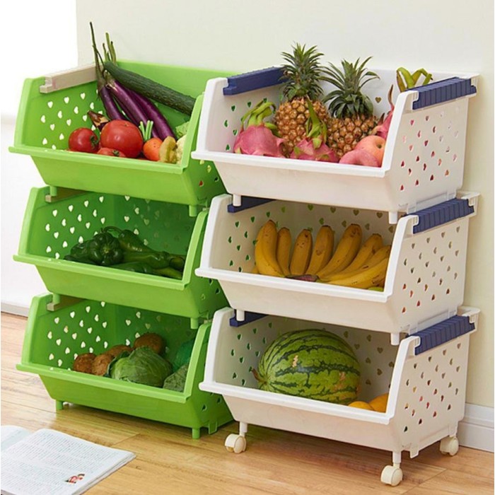 Osuki Stackable Hollow Kitchen Fruits Storage Green