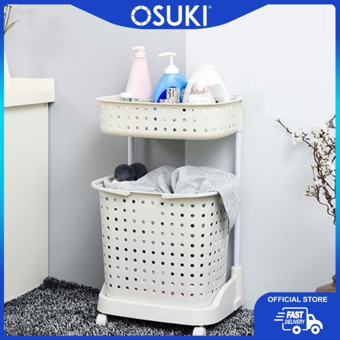 OSUKI Flexible Laundry Pulley Basket (White)