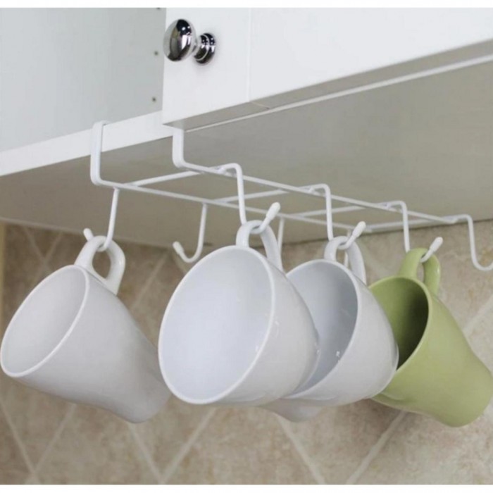 Osuki 8 Hook Japanese Style Multipurpose Kitchen Hanging Rack White