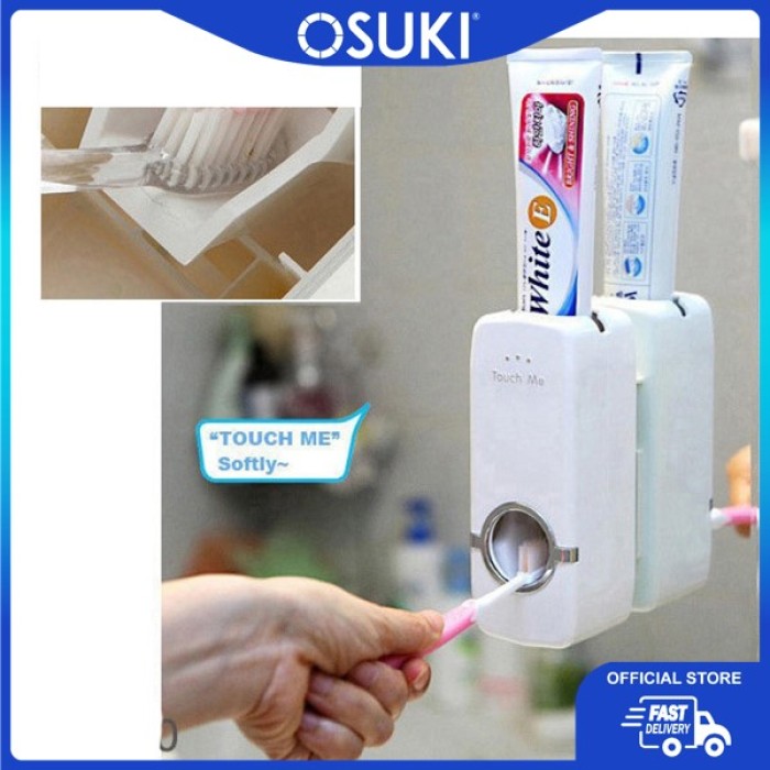 OSUKI Bathroom Automatic Toothpaste Squeezer And Toothbrush Holder