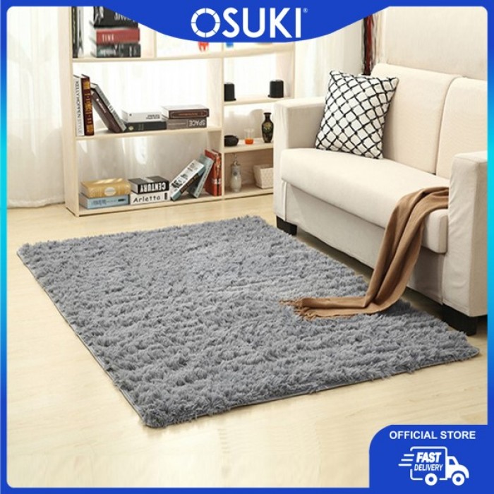OSUKI Modern 160 x 120cm Living Room Silky Wool Carpet (Grey)