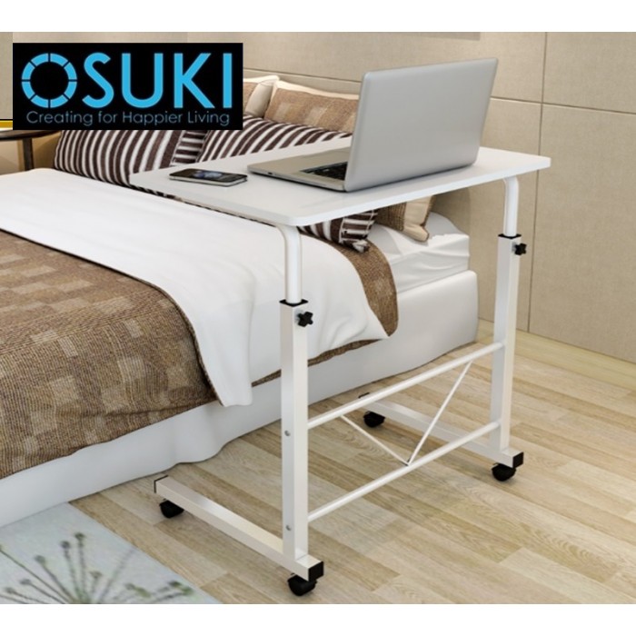 Osuki Mobile Height Adjule Table 60 X 40cm With Wheels Laptop Osuki Mobile Height Adjule Table 60 X 40cm With Wheels Laptop Desk White