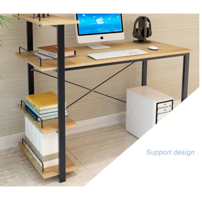 OSUKI Home Office Table 120 x 54 cm With Attached Shelf (Pearl White)