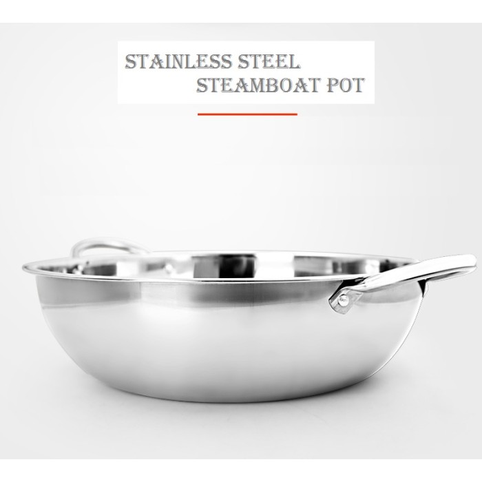 OSUKI Steamboat Pot 36 cm Stainless Steel With Glass Cover (2 in 1)