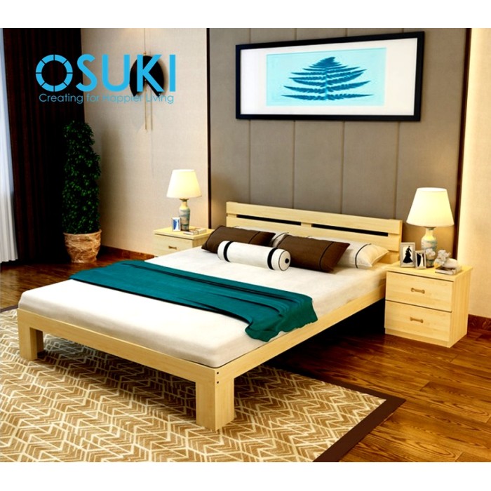 Osuki Pine Wood Queen Size Bed Frame 200 X 150cm