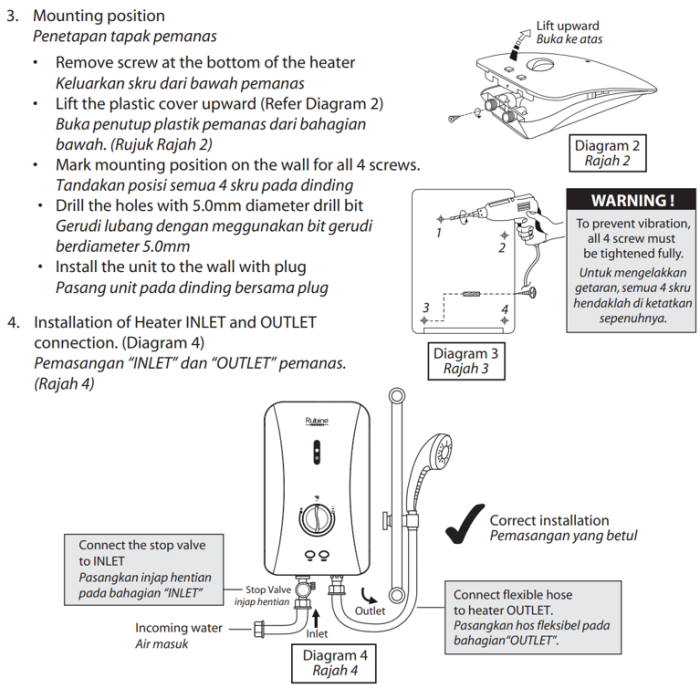 RUBINE Water Heater RWHFS390NBCB Carbon Black Non Pump (FREE OSUKI
