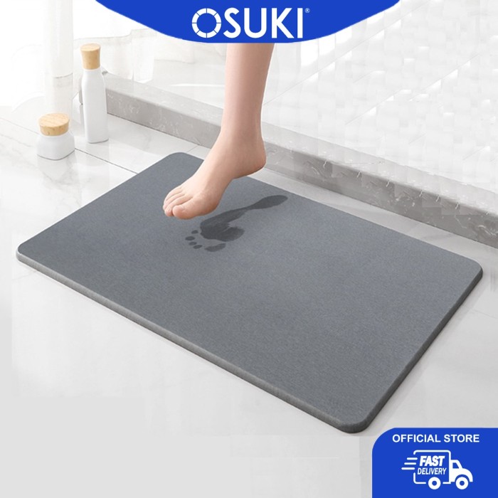 OSUKI Diatomite Bath Mat Floor Fast Absorbent Grey