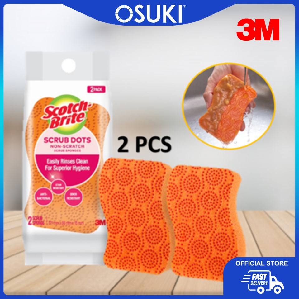 3M Scotch Brite Scrub Dots Non Scratch Scrub Sponge(2 Pcs/Pack)
